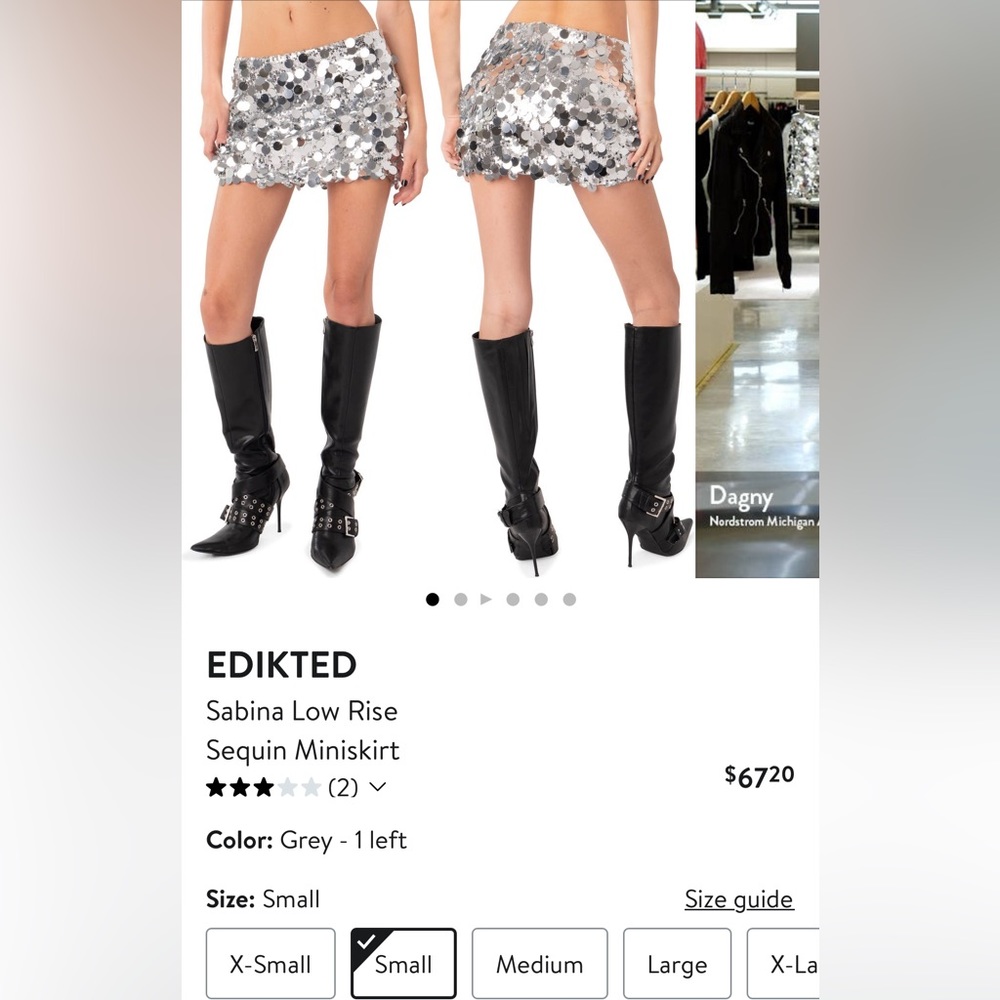 Cute silver mini skirt for a night out or occasion